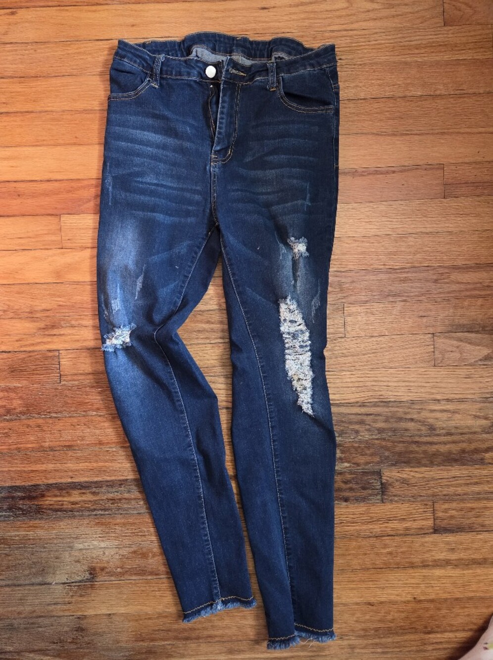 Distressed Dark Blue Slim Jeans